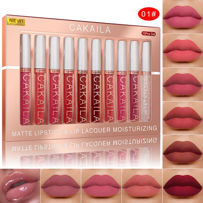 CAKAILA 10pcs/set Nude Lip Gloss