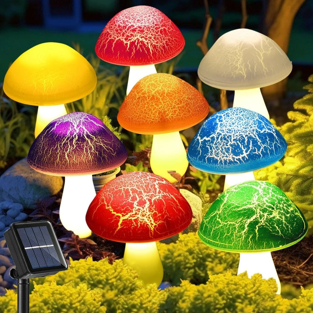 Solar Garden Decor Lights Crack Mushrooms