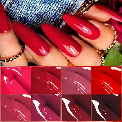 MEET ACROSS 7ml Red Gel Nail Polish Crystal