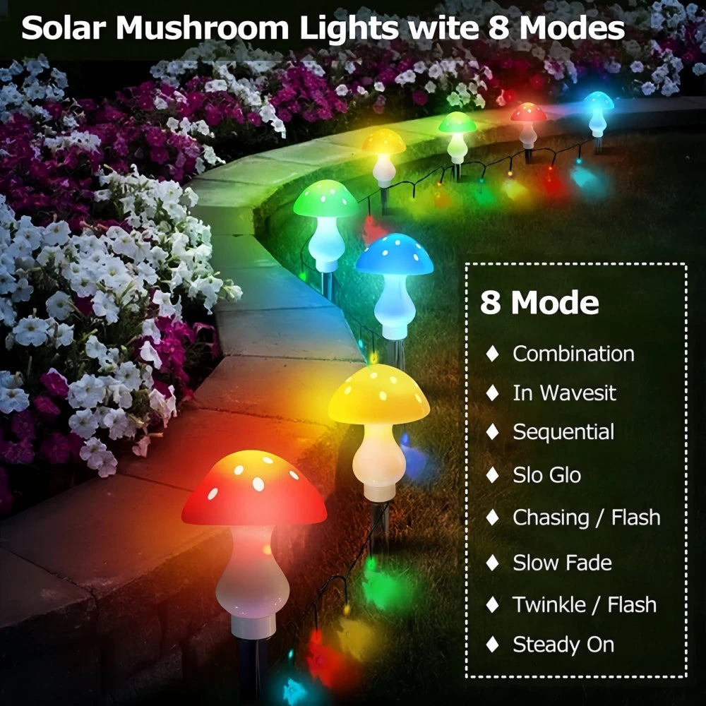 Solar Garden Decor Lights Crack Mushrooms