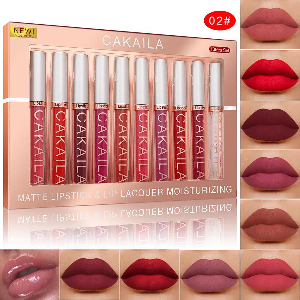 CAKAILA 10pcs/set Nude Lip Gloss
