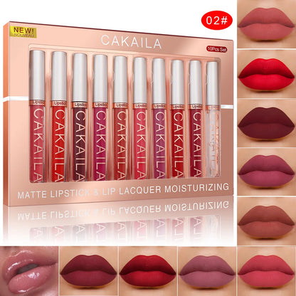 CAKAILA 10pcs/set Nude Lip Gloss