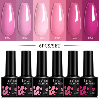 LILYCUTE 6Pcs/Set 7ML Gel DIY Nail Polish