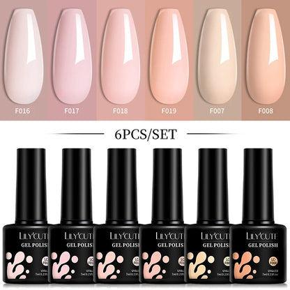 LILYCUTE 6Pcs/Set 7ML Gel DIY Nail Polish