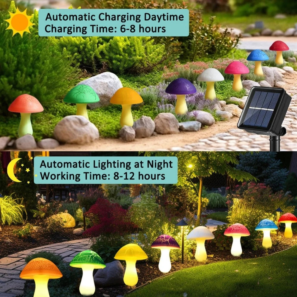 Solar Garden Decor Lights Crack Mushrooms