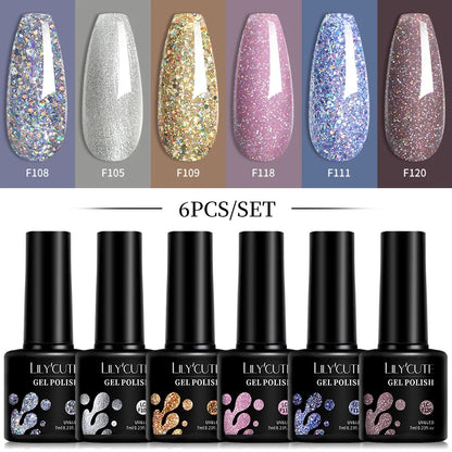LILYCUTE 6Pcs/Set 7ML Gel DIY Nail Polish