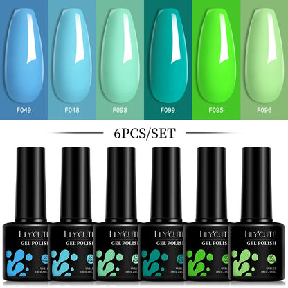 LILYCUTE 6Pcs/Set 7ML Gel DIY Nail Polish
