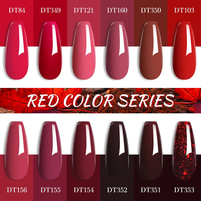 MEET ACROSS 7ml Red Gel Nail Polish Crystal