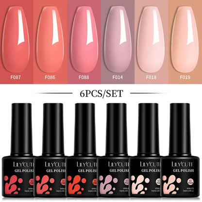 LILYCUTE 6Pcs/Set 7ML Gel DIY Nail Polish