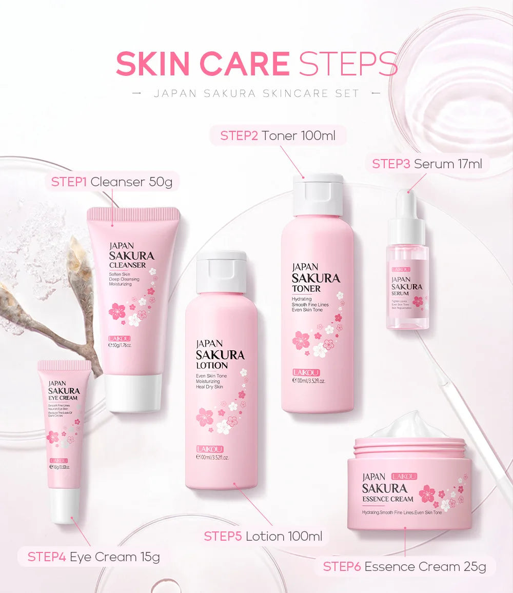 Laikou 6pcs/set Sakura Skin Care Set