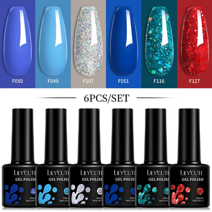 LILYCUTE 6Pcs/Set 7ML Gel DIY Nail Polish