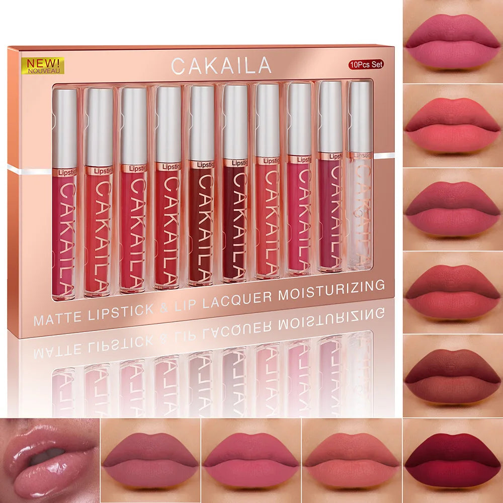CAKAILA 10pcs/set Nude Lip Gloss