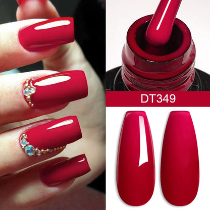 MEET ACROSS 7ml Red Gel Nail Polish Crystal