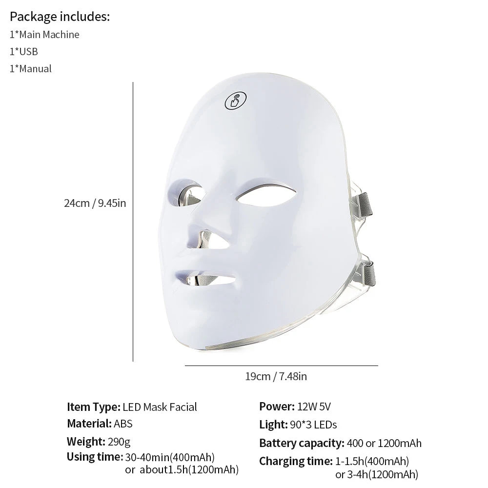 Wireless 7 Colors LED Face Beauty Machine