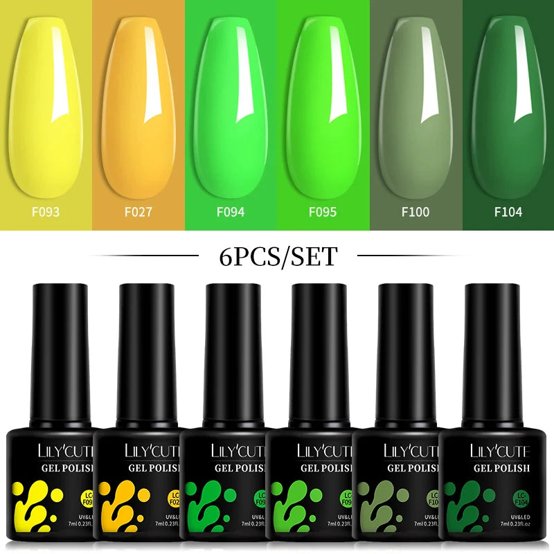 LILYCUTE 6Pcs/Set 7ML Gel DIY Nail Polish