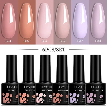 LILYCUTE 6Pcs/Set 7ML Gel DIY Nail Polish