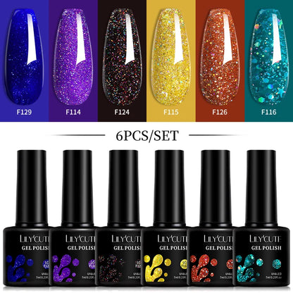 LILYCUTE 6Pcs/Set 7ML Gel DIY Nail Polish