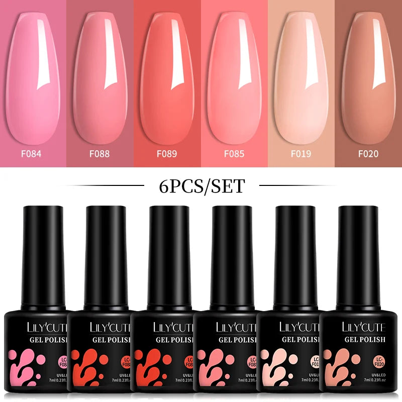 LILYCUTE 6Pcs/Set 7ML Gel DIY Nail Polish