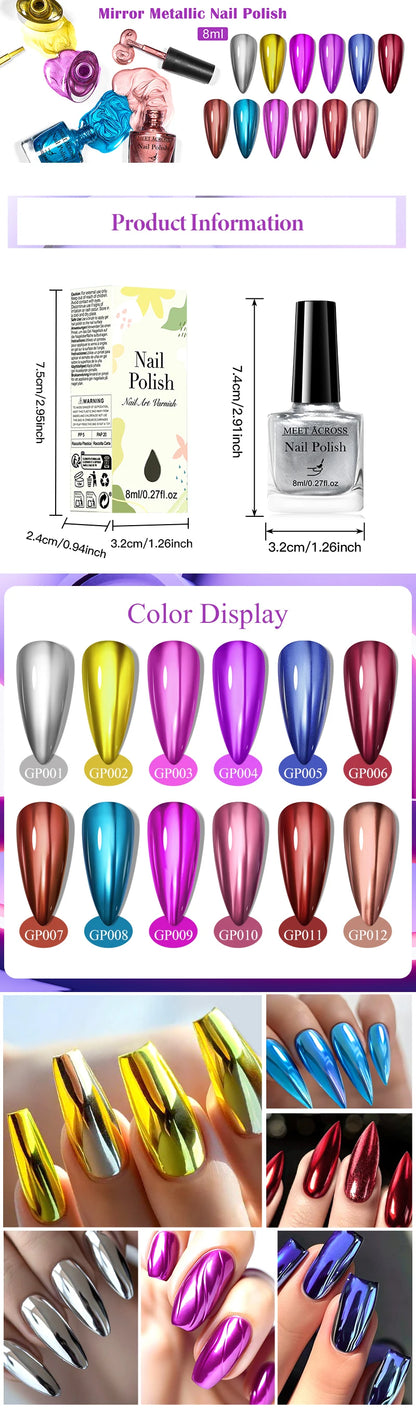 8ml Metallic Nail Polish Mirror Effect
