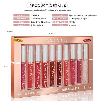 CAKAILA 10pcs/set Nude Lip Gloss