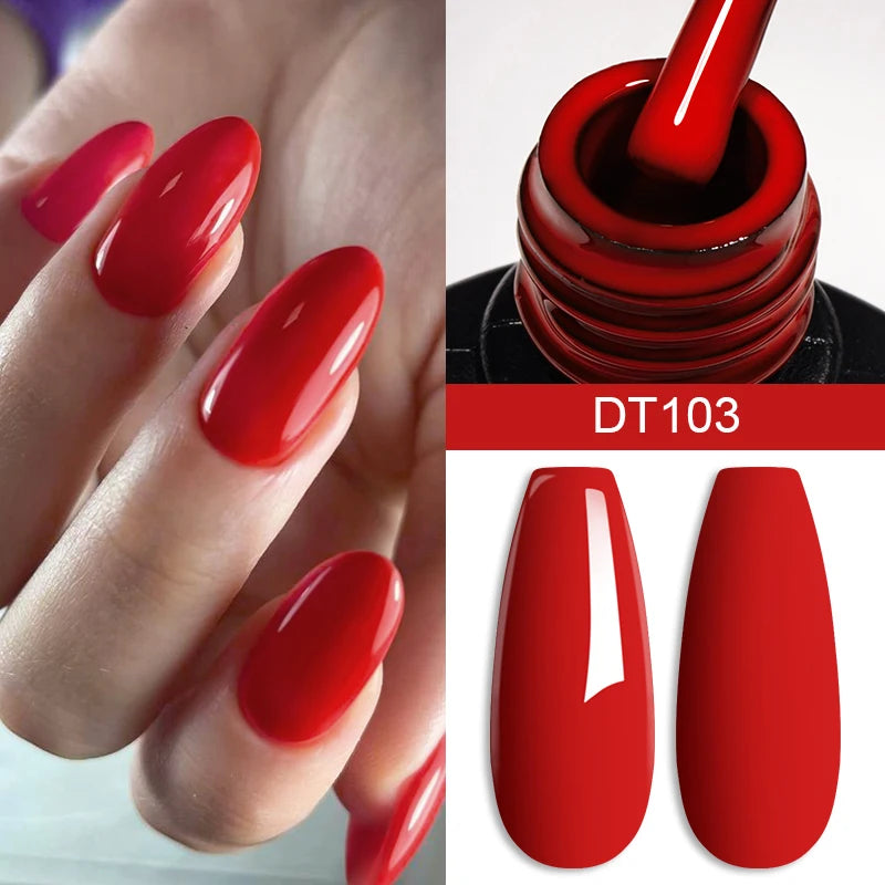 MEET ACROSS 7ml Red Gel Nail Polish Crystal