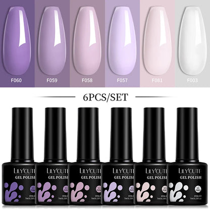 LILYCUTE 6Pcs/Set 7ML Gel DIY Nail Polish