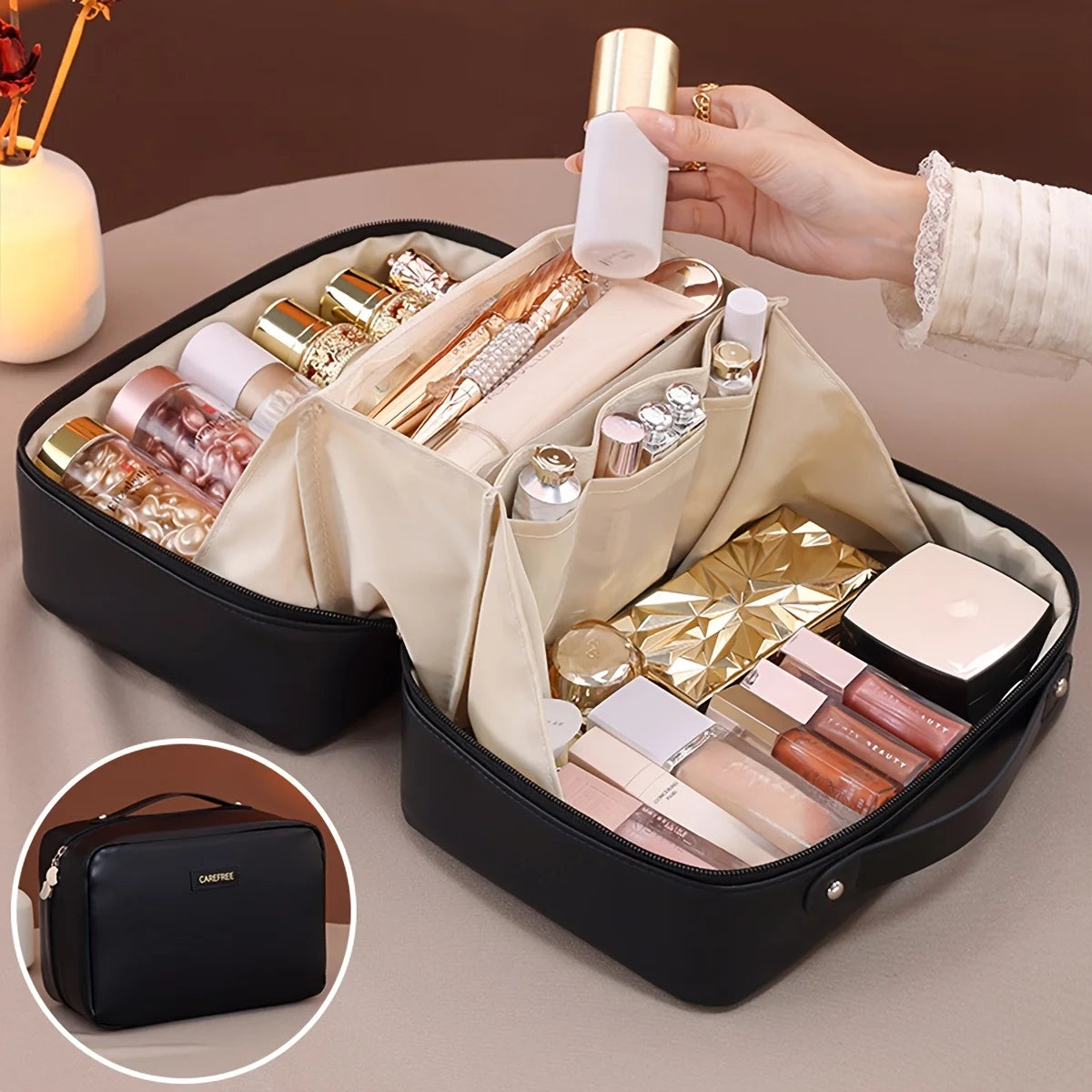 PU Flame Makeup Bag,