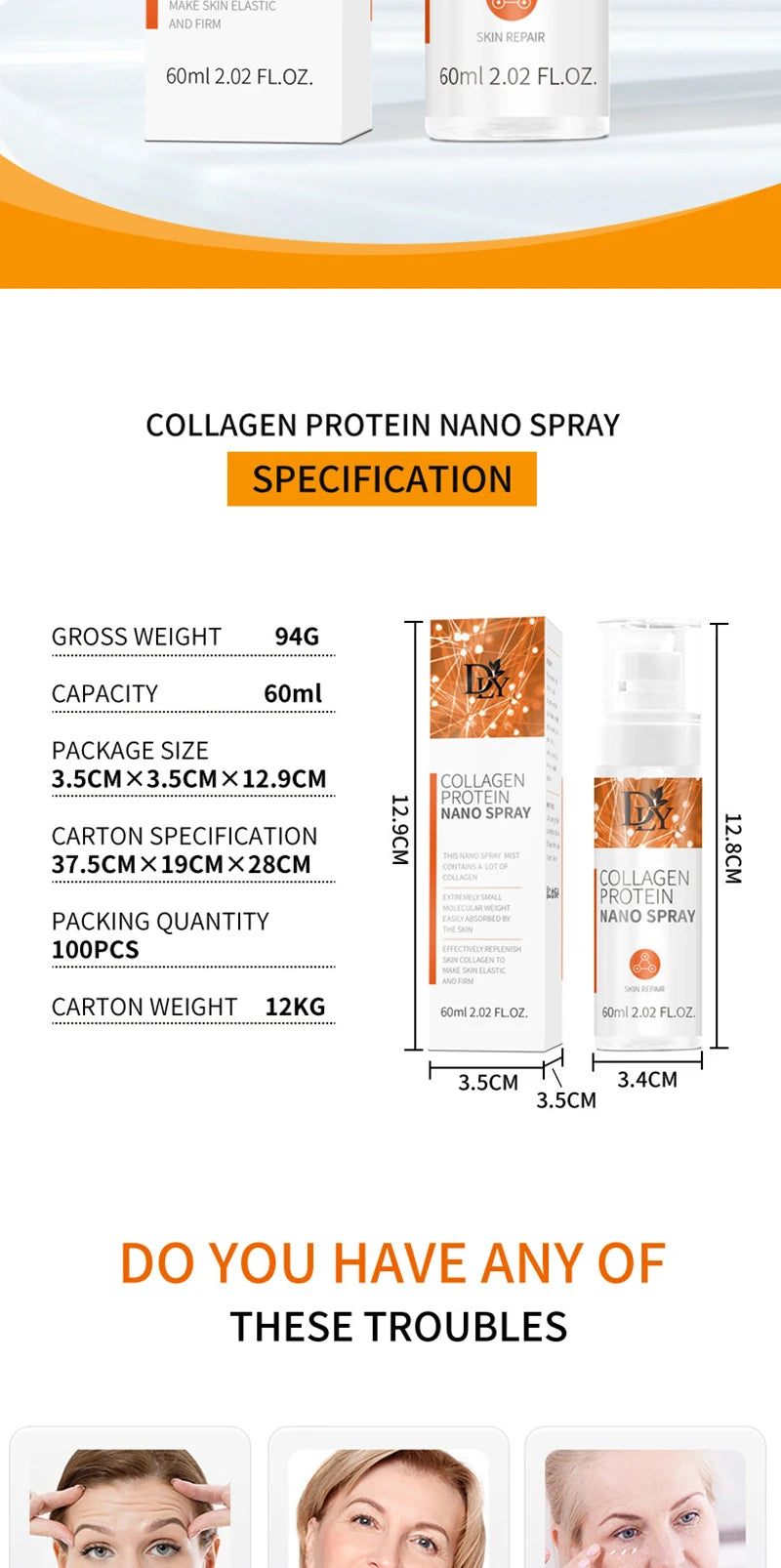 Nano Hydrolyzed Collagen Protein Film Mask Skin Care Product