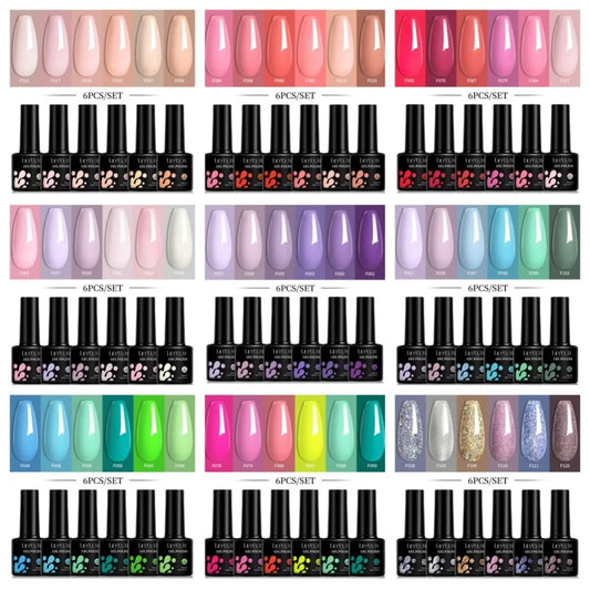 LILYCUTE 6Pcs/Set 7ML Gel DIY Nail Polish