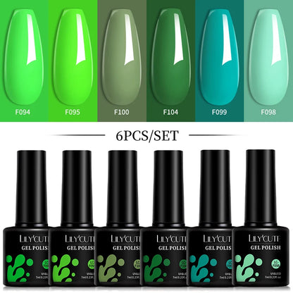 LILYCUTE 6Pcs/Set 7ML Gel DIY Nail Polish
