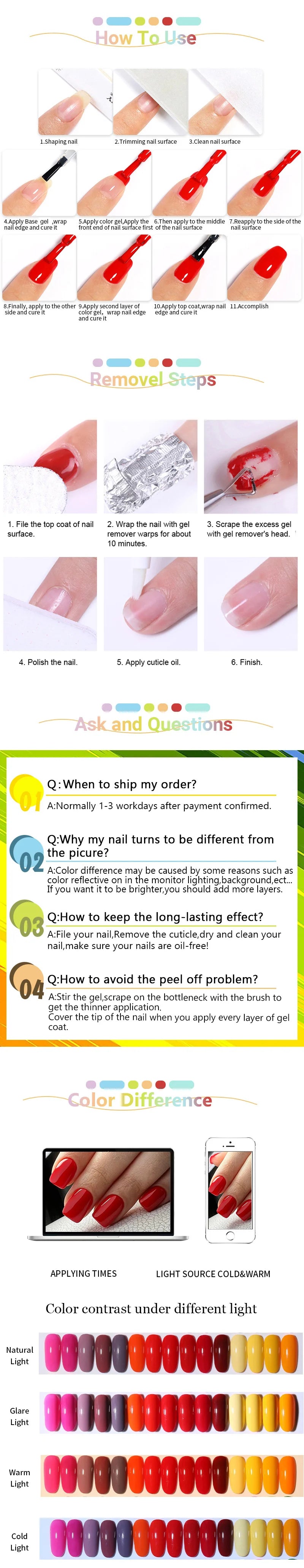 LILYCUTE 6Pcs/Set 7ML Gel DIY Nail Polish