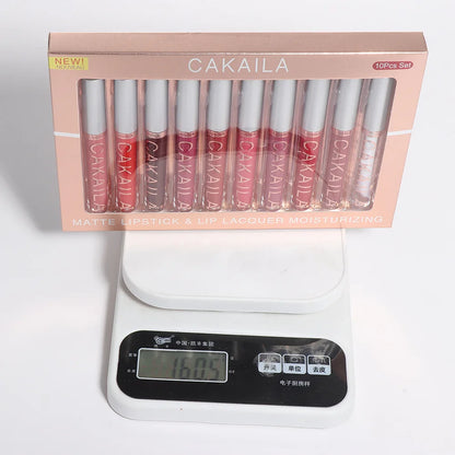 CAKAILA 10pcs/set Nude Lip Gloss