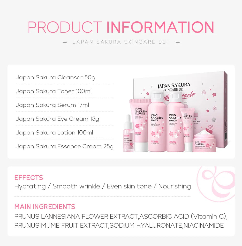 Laikou 6pcs/set Sakura Skin Care Set