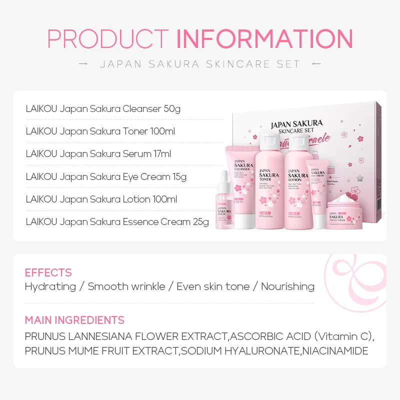 Laikou 6pcs/set Sakura Skin Care Set
