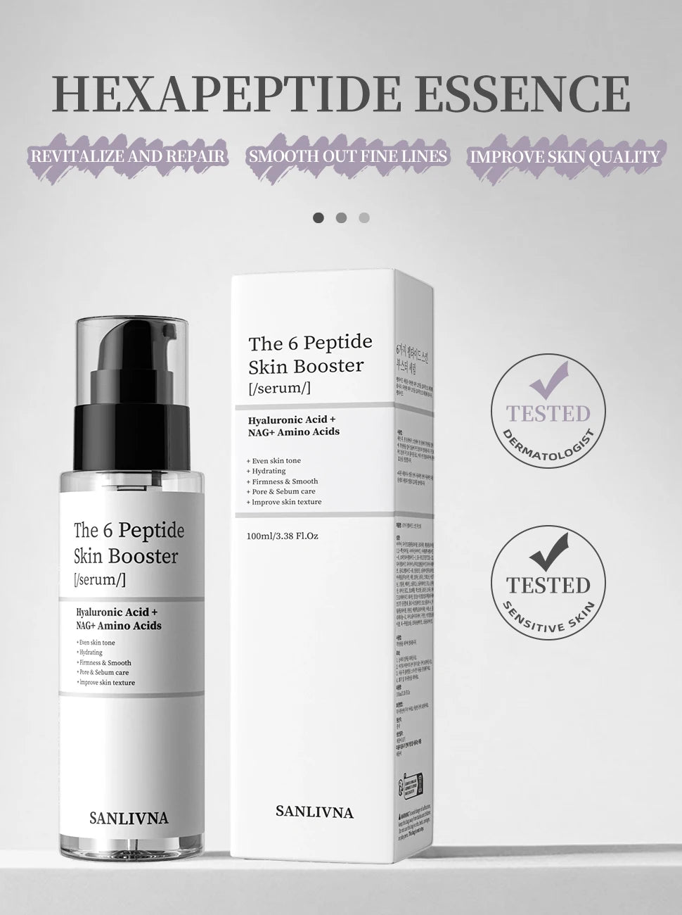 6 Peptide Essence Facial Refreshing Skin Care