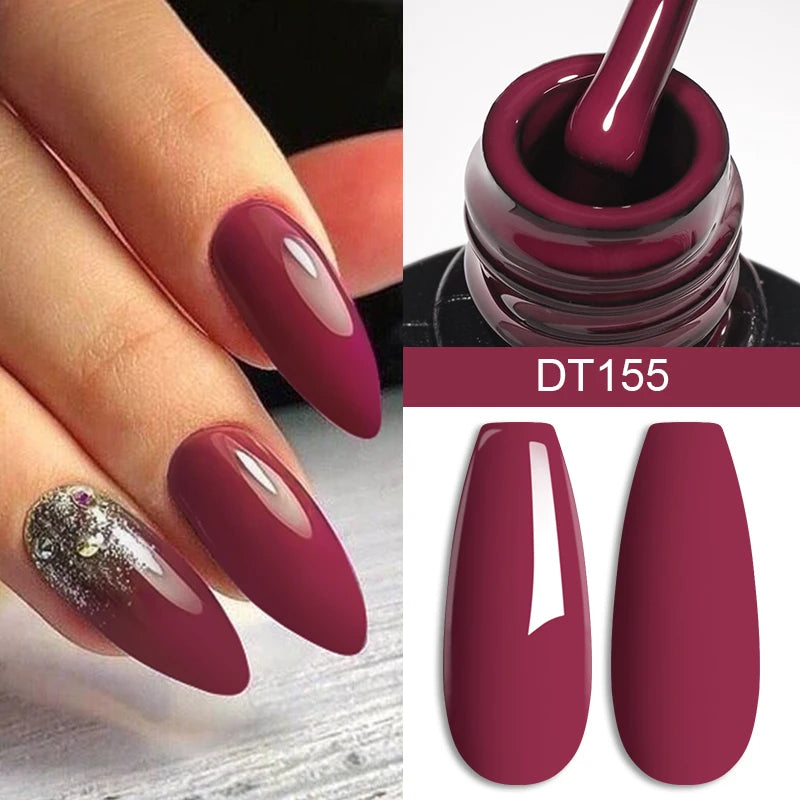 MEET ACROSS 7ml Red Gel Nail Polish Crystal