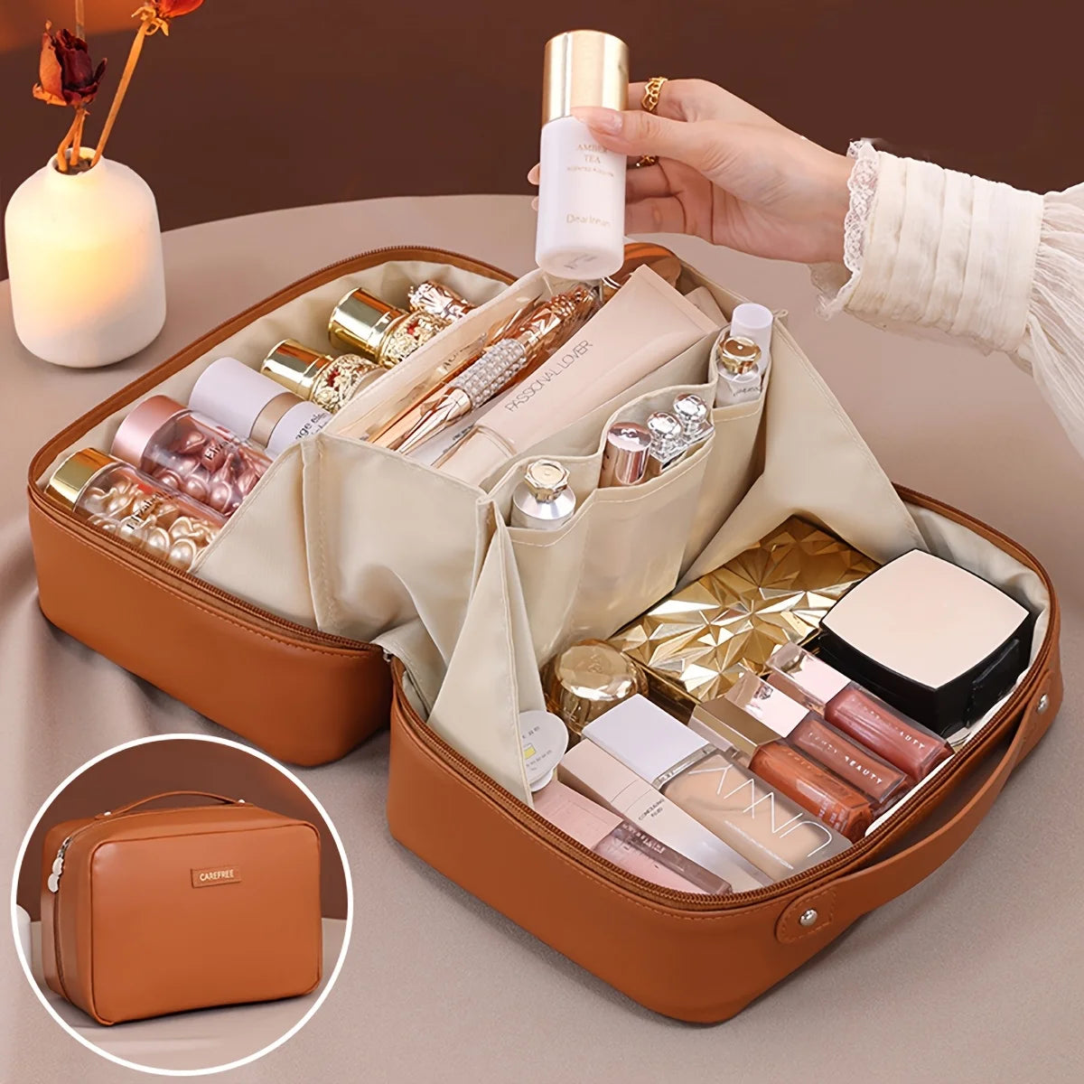 PU Flame Makeup Bag,