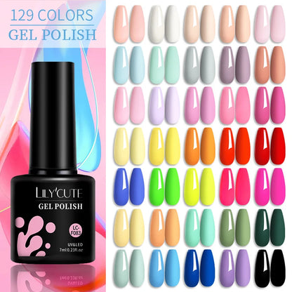 LILYCUTE 6Pcs/Set 7ML Gel DIY Nail Polish