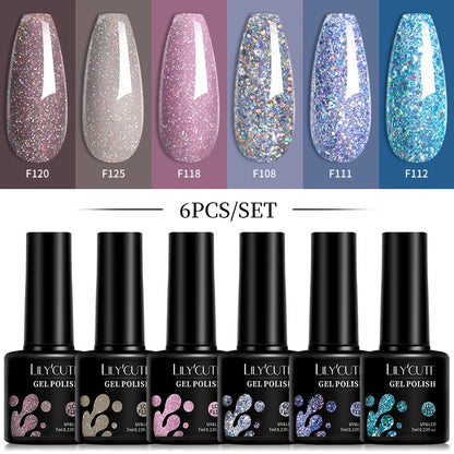 LILYCUTE 6Pcs/Set 7ML Gel DIY Nail Polish