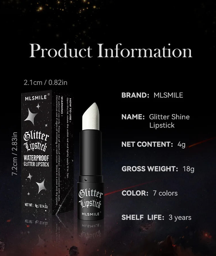 7 Colors Glitter Lipstick Waterproof