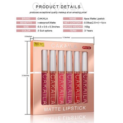 CAKAILA 6-Color Lip Gloss Lipstick Set