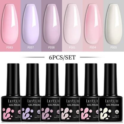 LILYCUTE 6Pcs/Set 7ML Gel DIY Nail Polish