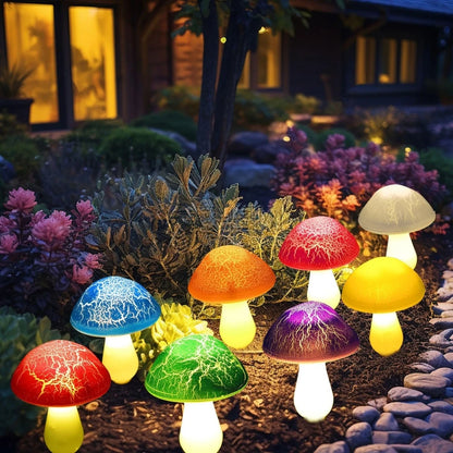 Solar Garden Decor Lights Crack Mushrooms