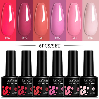 LILYCUTE 6Pcs/Set 7ML Gel DIY Nail Polish