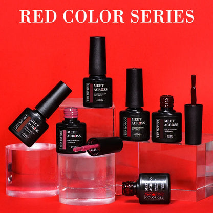 MEET ACROSS 7ml Red Gel Nail Polish Crystal
