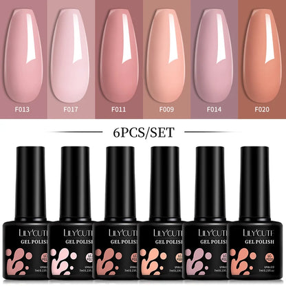 LILYCUTE 6Pcs/Set 7ML Gel DIY Nail Polish